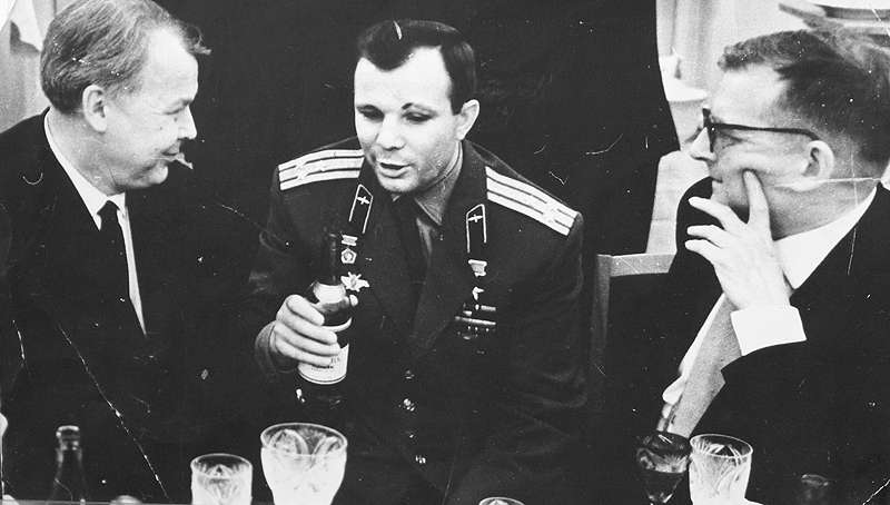 А. Твардовский, Ю. Гагарин, Д. Шостакович в Кремле. 1964 г.